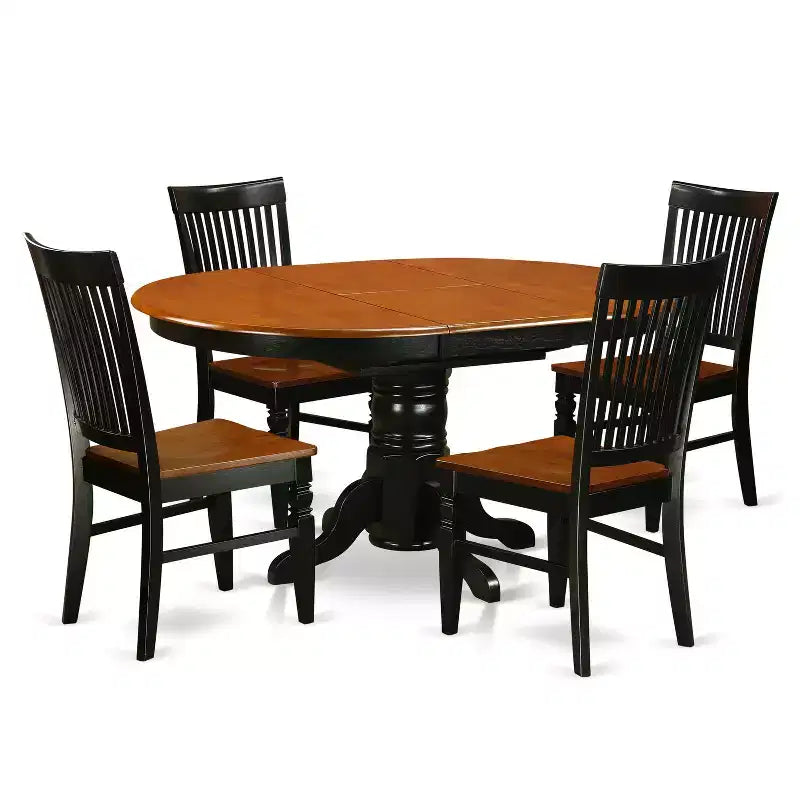Ensemble de salle à manger Tuscan 5 pièces - Table ovale et 4 chaises - Fini cerisier noir – Sanzelize Design