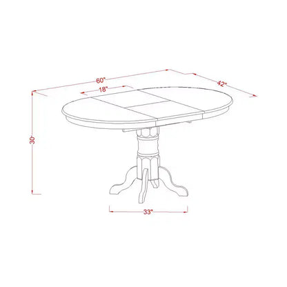 Ensemble de salle à manger Tuscan 5 pièces - Table ovale et 4 chaises - Fini cerisier noir – Sanzelize Design