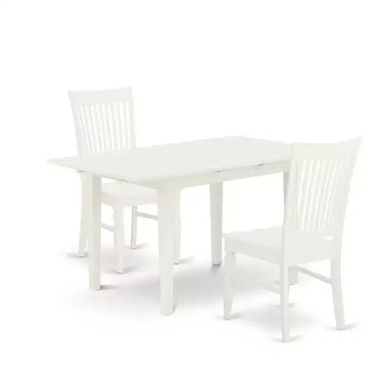 Ensemble de salle à manger moderne 3 pièces avec 2 chaises - Table et chaises de cuisine blanc lin – Sanzelize Design