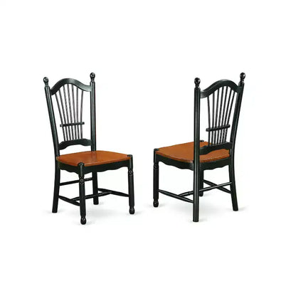Table de salle à manger 6 pièces rectangulaire en bois massif noir et merisier avec 1 banc et 4 chaises – Sanzelize Design