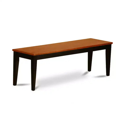 Table de salle à manger 6 pièces rectangulaire en bois massif noir et merisier avec 1 banc et 4 chaises – Sanzelize Design