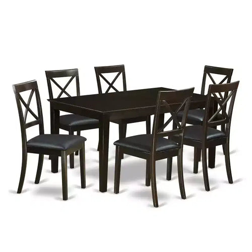 Ensemble de salle à manger moderne 7 pièces - Table rectangulaire et 6 chaises - Fini Cappuccino – Sanzelize Design