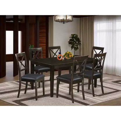 Ensemble de salle à manger moderne 7 pièces - Table rectangulaire et 6 chaises - Fini Cappuccino – Sanzelize Design