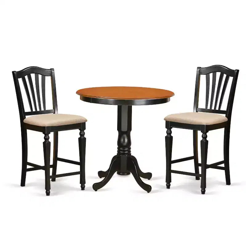 Ensemble de salle à manger hauteur comptoir - Ensemble 3 pièces table et chaises - Table ronde à pied central – Sanzelize Design