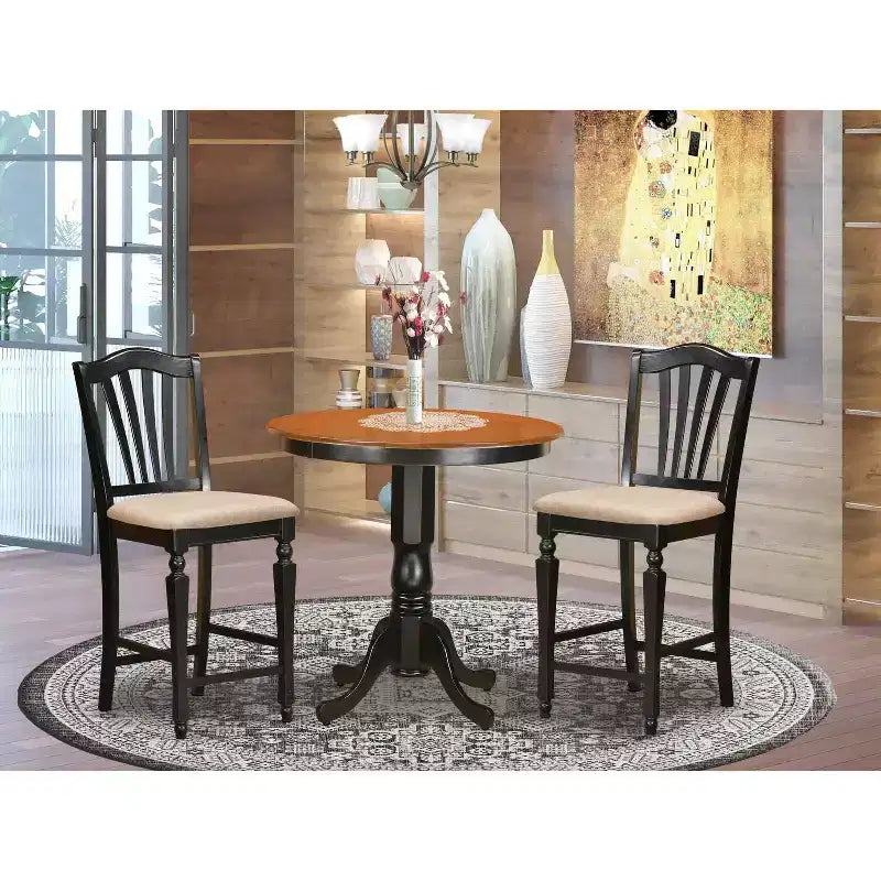 Ensemble de salle à manger hauteur comptoir - Ensemble 3 pièces table et chaises - Table ronde à pied central – Sanzelize Design