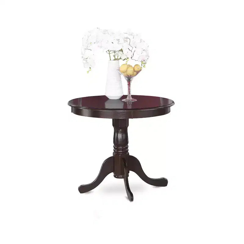 Ensemble table de salle à manger ronde - Petite table avec 4 chaises - Fini cappuccino – Sanzelize Design