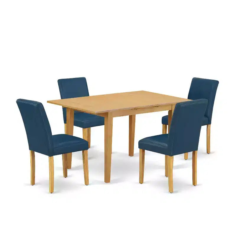 Ensemble de salle à manger rectangulaire 5 pièces, table et 4 chaises - similicuir Oasis, pieds en chêne – Sanzelize Design