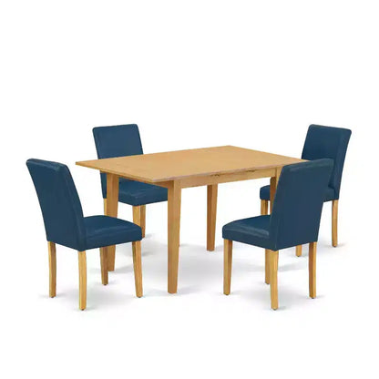 Ensemble de salle à manger rectangulaire 5 pièces, table et 4 chaises - similicuir Oasis, pieds en chêne – Sanzelize Design