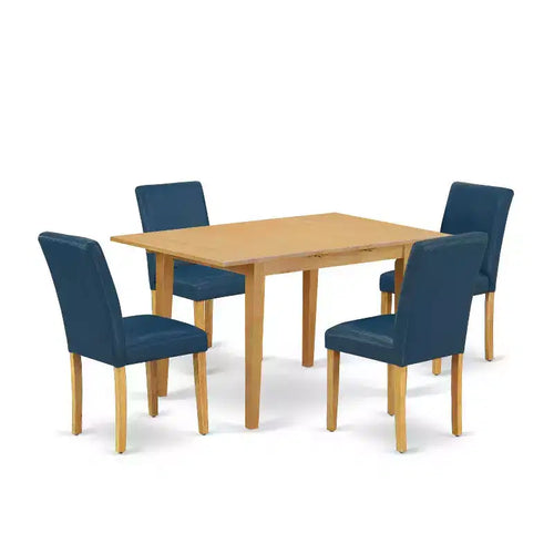 Ensemble de salle à manger rectangulaire 5 pièces, table et 4 chaises - similicuir Oasis, pieds en chêne – Sanzelize Design