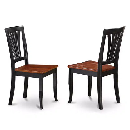 Table à manger 7 pièces plateau en bois massif finition noire et cerise avec 6 chaises – Sanzelize Design
