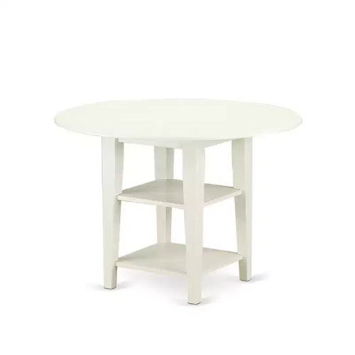 Ensemble de salle à manger rond à abattants - Set 3 pièces table et chaises - Finition blanc lin – Sanzelize Design