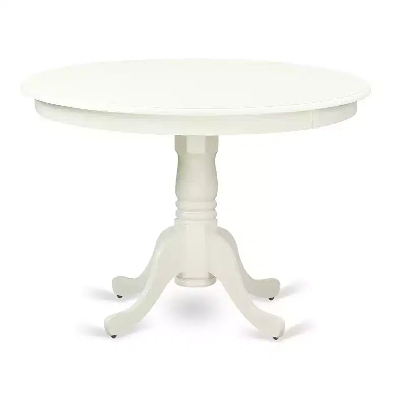 Ensemble de salle à manger du milieu du siècle - Table et chaises 3 pièces - Finition blanc lin - Table à manger ronde – Sanzelize Design
