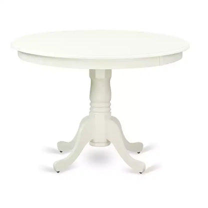 Ensemble de salle à manger du milieu du siècle - Table et chaises 3 pièces - Finition blanc lin - Table à manger ronde – Sanzelize Design