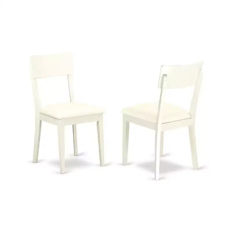 Ensemble de salle à manger du milieu du siècle - Table et chaises 3 pièces - Finition blanc lin - Table à manger ronde – Sanzelize Design