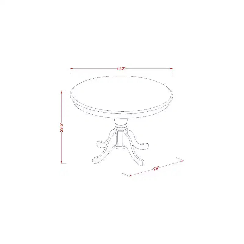 Ensemble de salle à manger du milieu du siècle - Table et chaises 3 pièces - Finition blanc lin - Table à manger ronde – Sanzelize Design