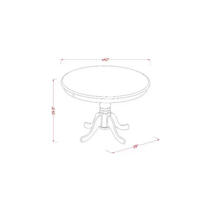 Ensemble de salle à manger du milieu du siècle - Table et chaises 3 pièces - Finition blanc lin - Table à manger ronde – Sanzelize Design