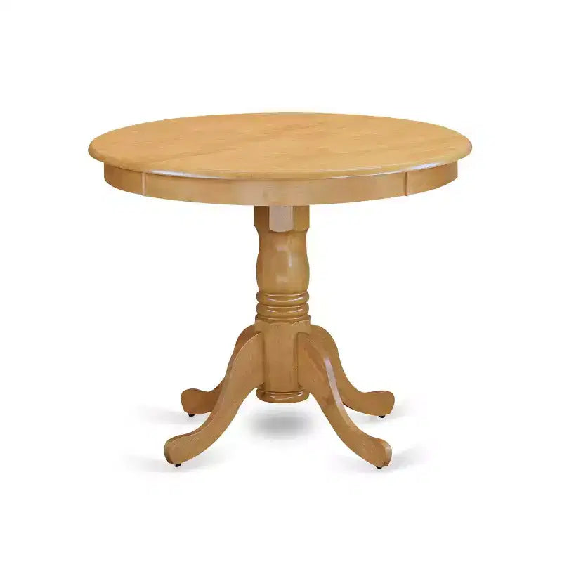 Ensemble de salle à manger rond style ferme - table 5 pièces et chaises, table 91,4 cm, pieds en chêne, cuir PU – Sanzelize Design