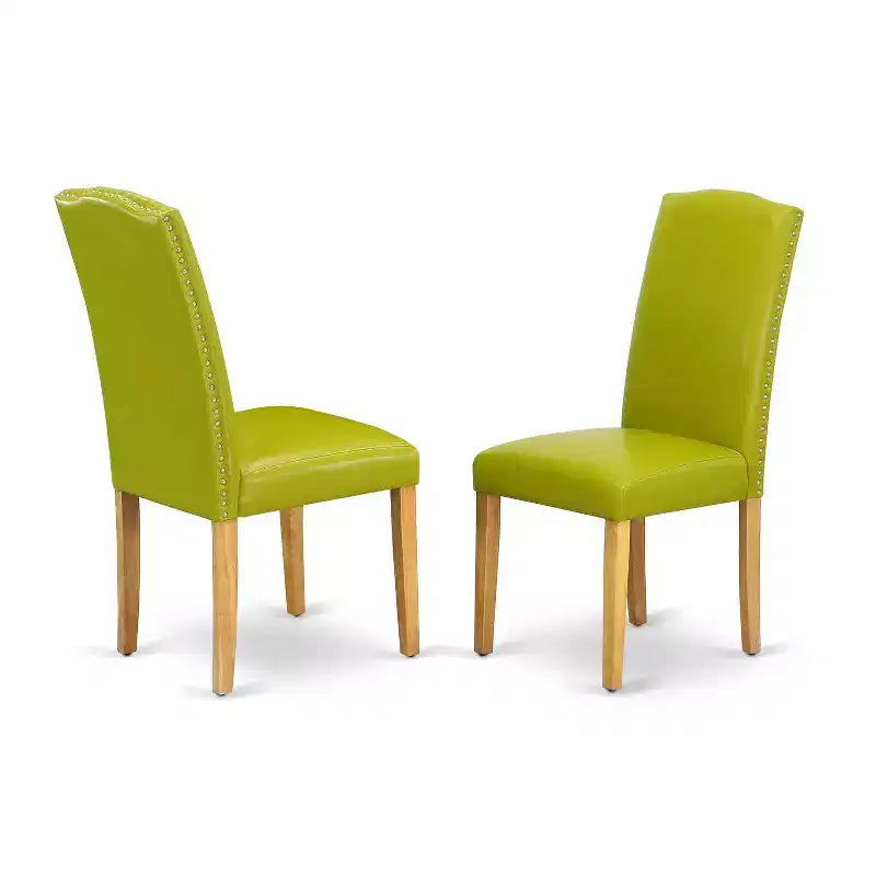 Ensemble de salle à manger rond style ferme - table 5 pièces et chaises, table 91,4 cm, pieds en chêne, cuir PU – Sanzelize Design