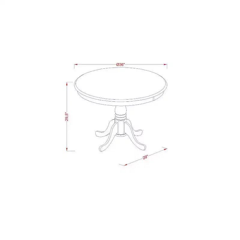 Ensemble de salle à manger rond style ferme - table 5 pièces et chaises, table 91,4 cm, pieds en chêne, cuir PU – Sanzelize Design