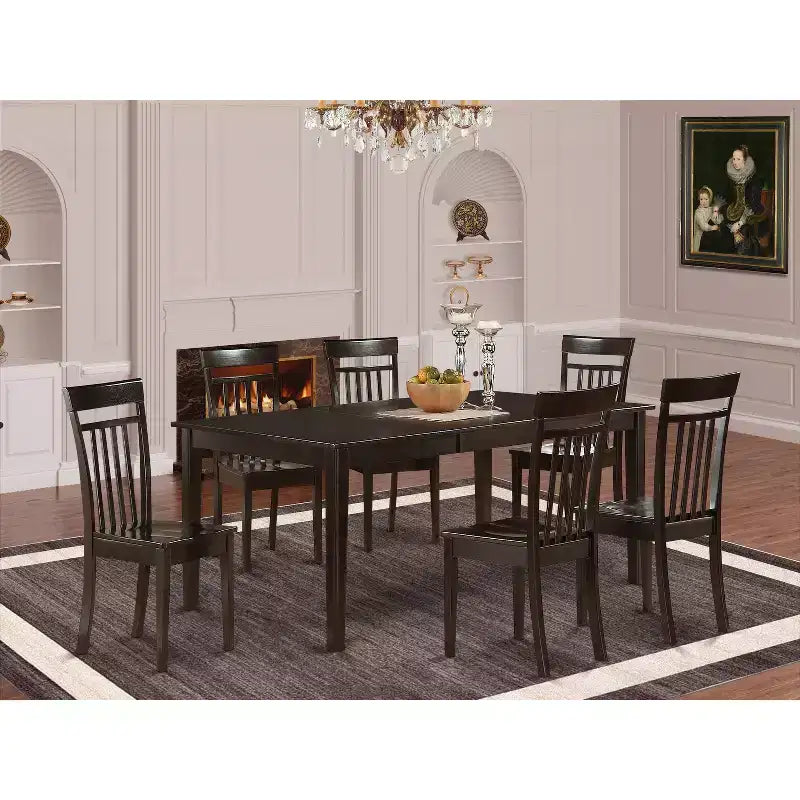 Ensemble de salle à manger 7 pièces - Table à rallonge papillon et 6 chaises en bois - Ensemble de cuisine – Sanzelize Design