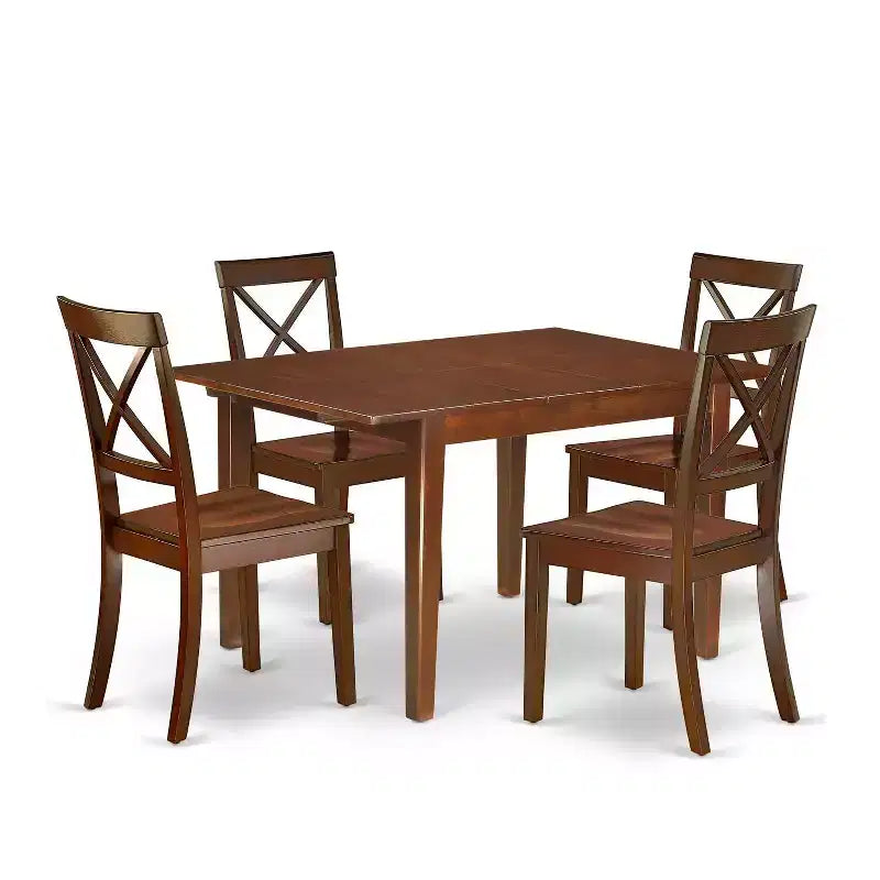 Ensemble de salle à manger Coastal 5 pièces Table rectangulaire avec rallonge et 4 chaises – Sanzelize Design