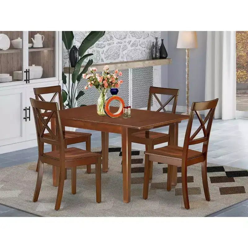 Ensemble de salle à manger Coastal 5 pièces Table rectangulaire avec rallonge et 4 chaises – Sanzelize Design