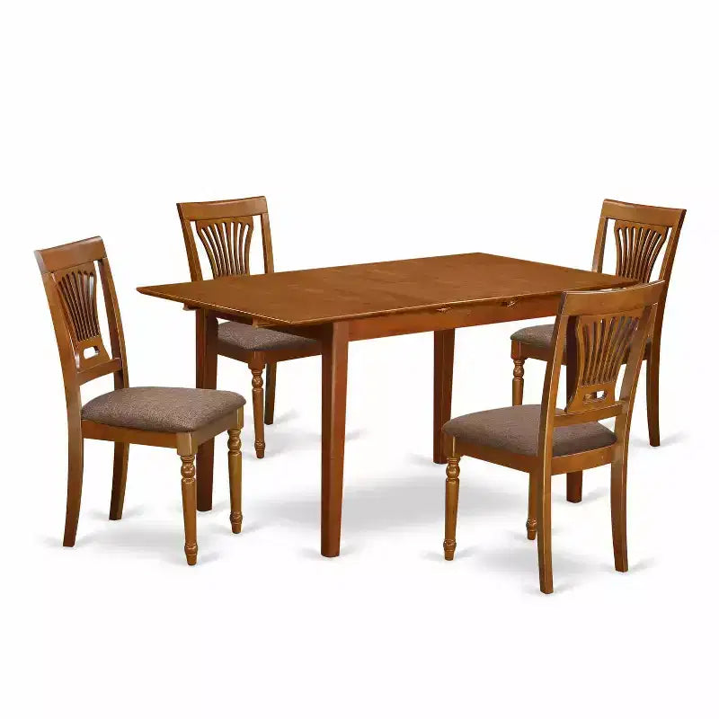 Ensemble de salle à manger 5 pièces - Table rectangulaire avec 4 chaises - Finition marron selle – Sanzelize Design