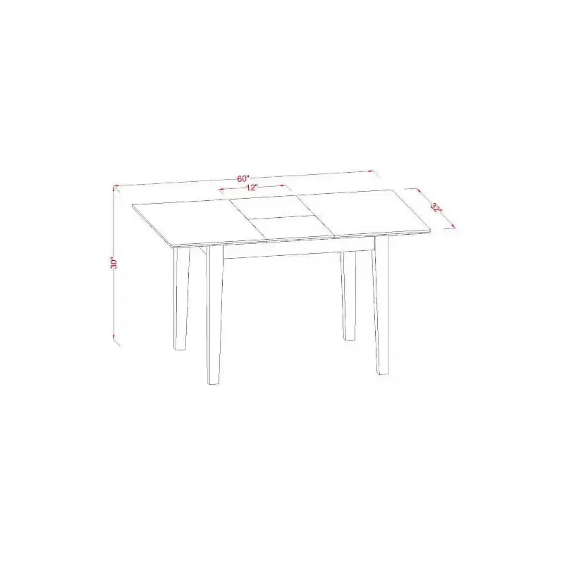 Ensemble de salle à manger 5 pièces - Table rectangulaire avec 4 chaises - Finition marron selle – Sanzelize Design