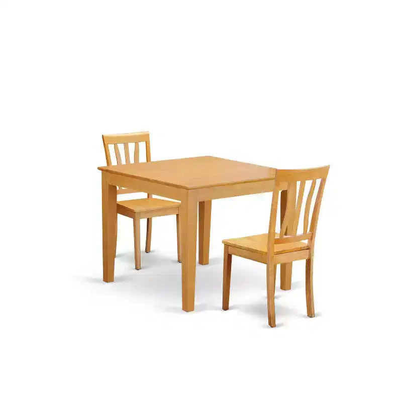 Ensemble Table et Chaises Mid-Century - Ensemble repas 3 pièces - Finition chêne - Table carrée 91 cm – Sanzelize Design
