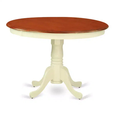Ensemble de salle à manger 5 pièces en bois massif, table ronde à plateau laiteux et cerisier avec 4 chaises – Sanzelize Design