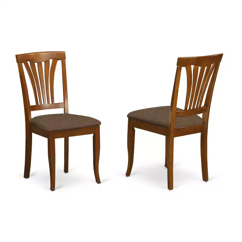 Table à manger ronde 5 pièces avec plateau en bois massif finition marron selle et 4 chaises – Sanzelize Design