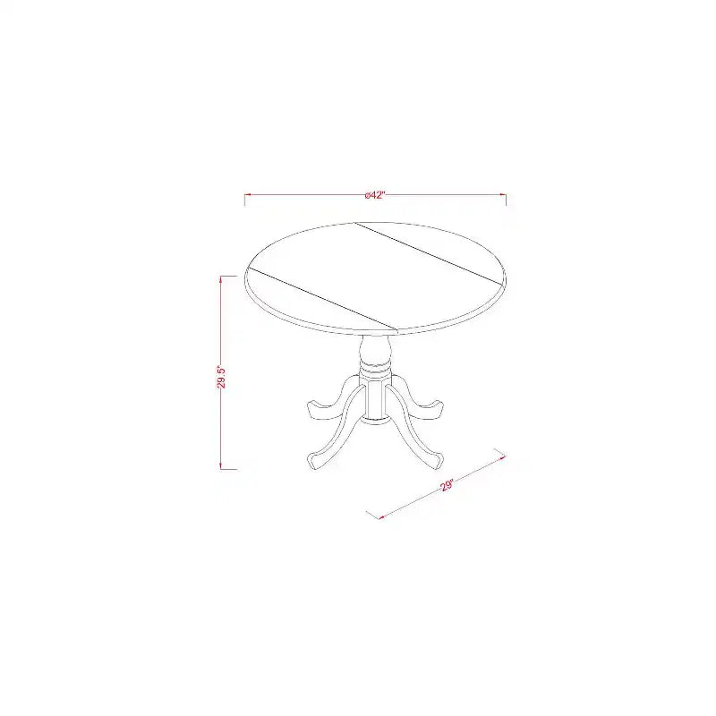 Table à manger ronde 5 pièces avec plateau en bois massif finition marron selle et 4 chaises – Sanzelize Design