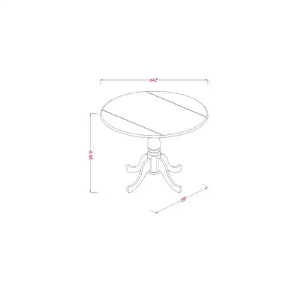 Table à manger ronde 5 pièces avec plateau en bois massif finition marron selle et 4 chaises – Sanzelize Design