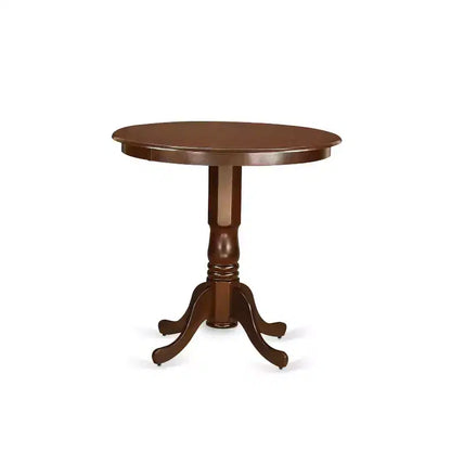 Table de salle à manger 5 pièces ronde en bois massif finition acajou avec 4 chaises – Sanzelize Design