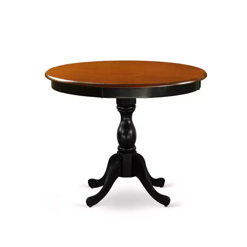 Table à dîner 5 pièces en bois massif noir et merisier avec 4 chaises Parson – Sanzelize Design