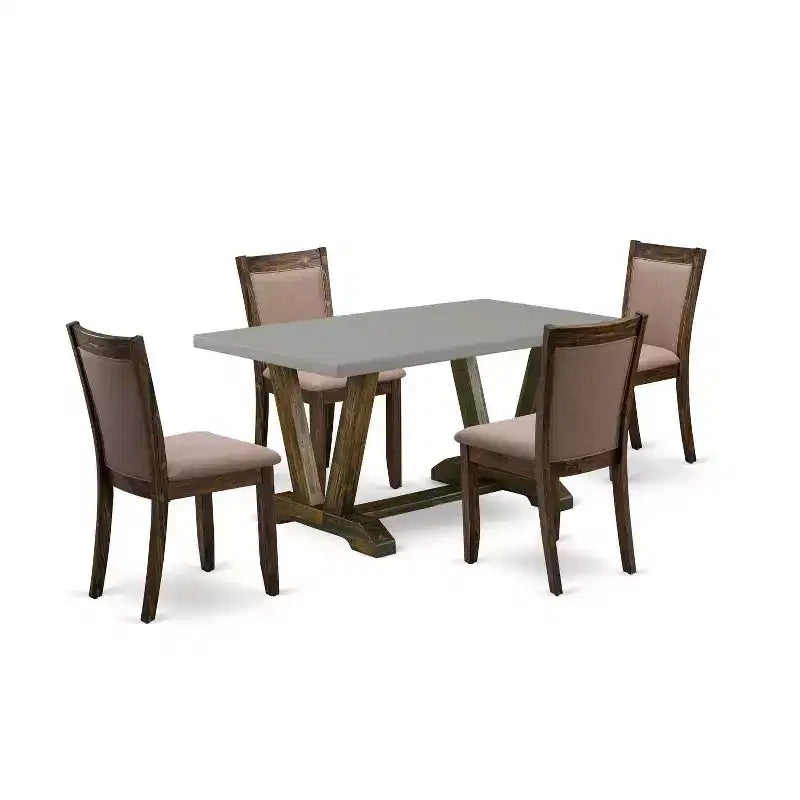 Table à manger en bois massif 5 pièces finition jacobine patinée avec 4 chaises – Sanzelize Design