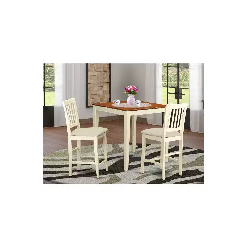 Ensemble table et tabourets de bar 3 pièces – Table à manger carrée et tabourets modernes – Sanzelize Design