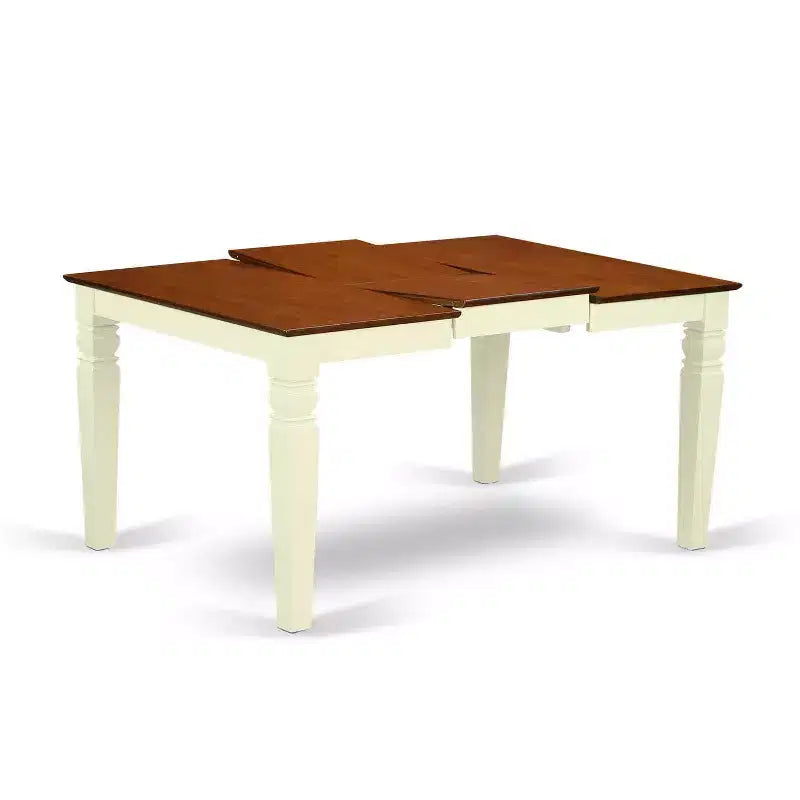 Ensemble table à manger 5 pièces en bois massif finition cerisier et crème avec 4 chaises – Sanzelize Design