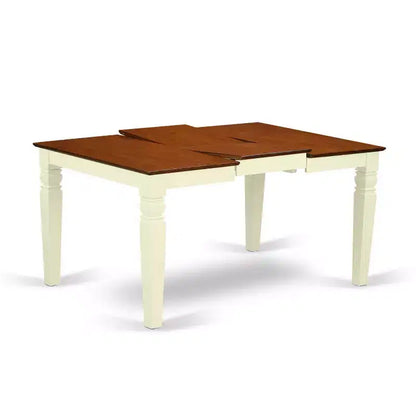 Ensemble table à manger 5 pièces en bois massif finition cerisier et crème avec 4 chaises – Sanzelize Design