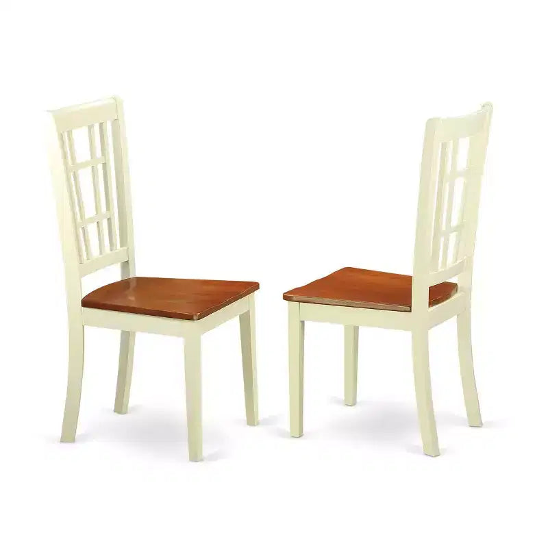 Ensemble table à manger 5 pièces en bois massif finition cerisier et crème avec 4 chaises – Sanzelize Design