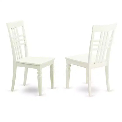 Ensemble de salle à manger 3 pièces, table carrée en bois massif au fini blanc lin et 2 chaises – Sanzelize Design