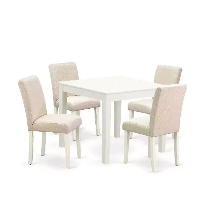 Ensemble repas 5 pièces moderne - Table carrée et 4 chaises - Tissu beige clair – Sanzelize Design