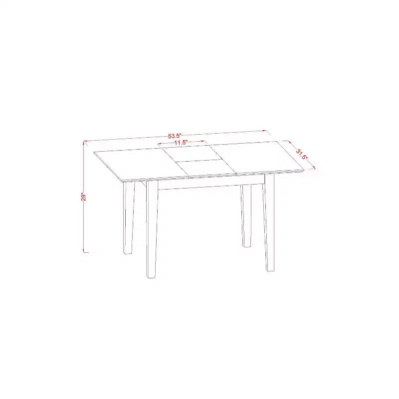 Ensemble de 5 pièces: table à manger rectangulaire en bois massif finition acajou avec 4 chaises – Sanzelize Design