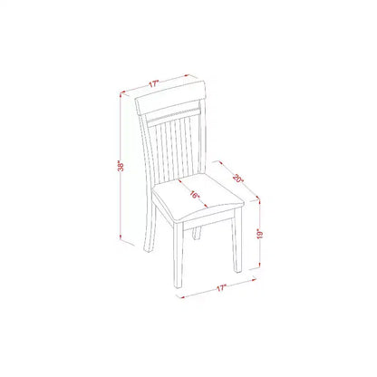Ensemble de 5 pièces: table à manger rectangulaire en bois massif finition acajou avec 4 chaises – Sanzelize Design