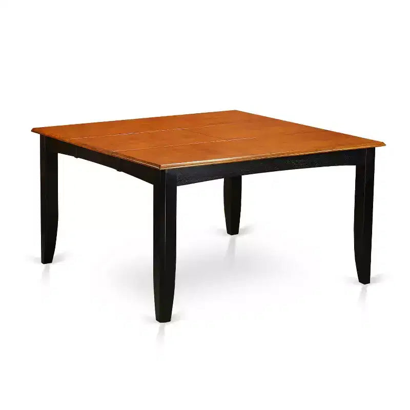 Table de salle à manger 7 pièces avec plateau carré en bois massif finition noir et cerisier et 6 chaises – Sanzelize Design