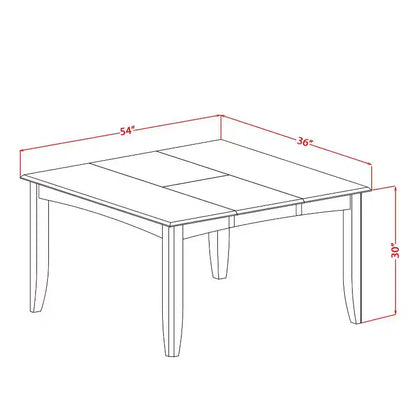 Table de salle à manger 7 pièces avec plateau carré en bois massif finition noir et cerisier et 6 chaises – Sanzelize Design