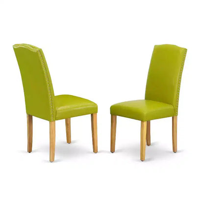 Ensemble de salle à manger rond 5 pièces: table de 107 cm avec abattants et 4 chaises Parsons - vert automne – Sanzelize Design