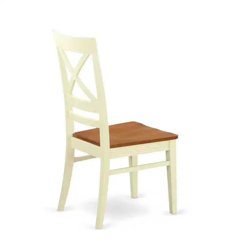 Table à manger 5 pièces rectangulaire en bois massif, finition couleur cerise et crème, avec 4 chaises – Sanzelize Design
