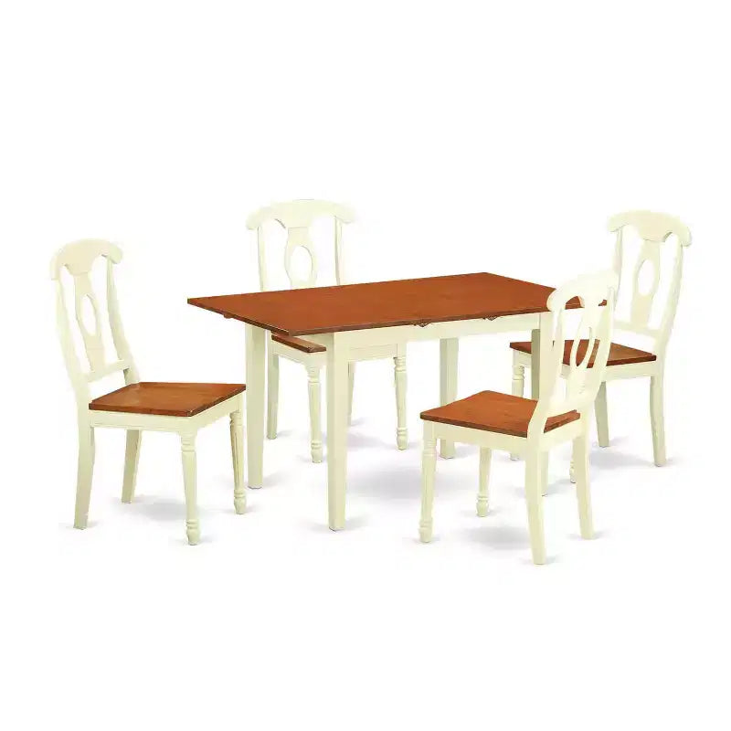 Ensemble de salle à manger 5 pièces table et chaises - Table rectangulaire en bois avec rallonge papillon – Sanzelize Design