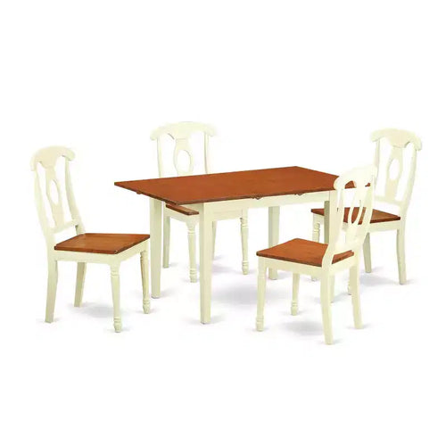 Ensemble de salle à manger 5 pièces table et chaises - Table rectangulaire en bois avec rallonge papillon – Sanzelize Design